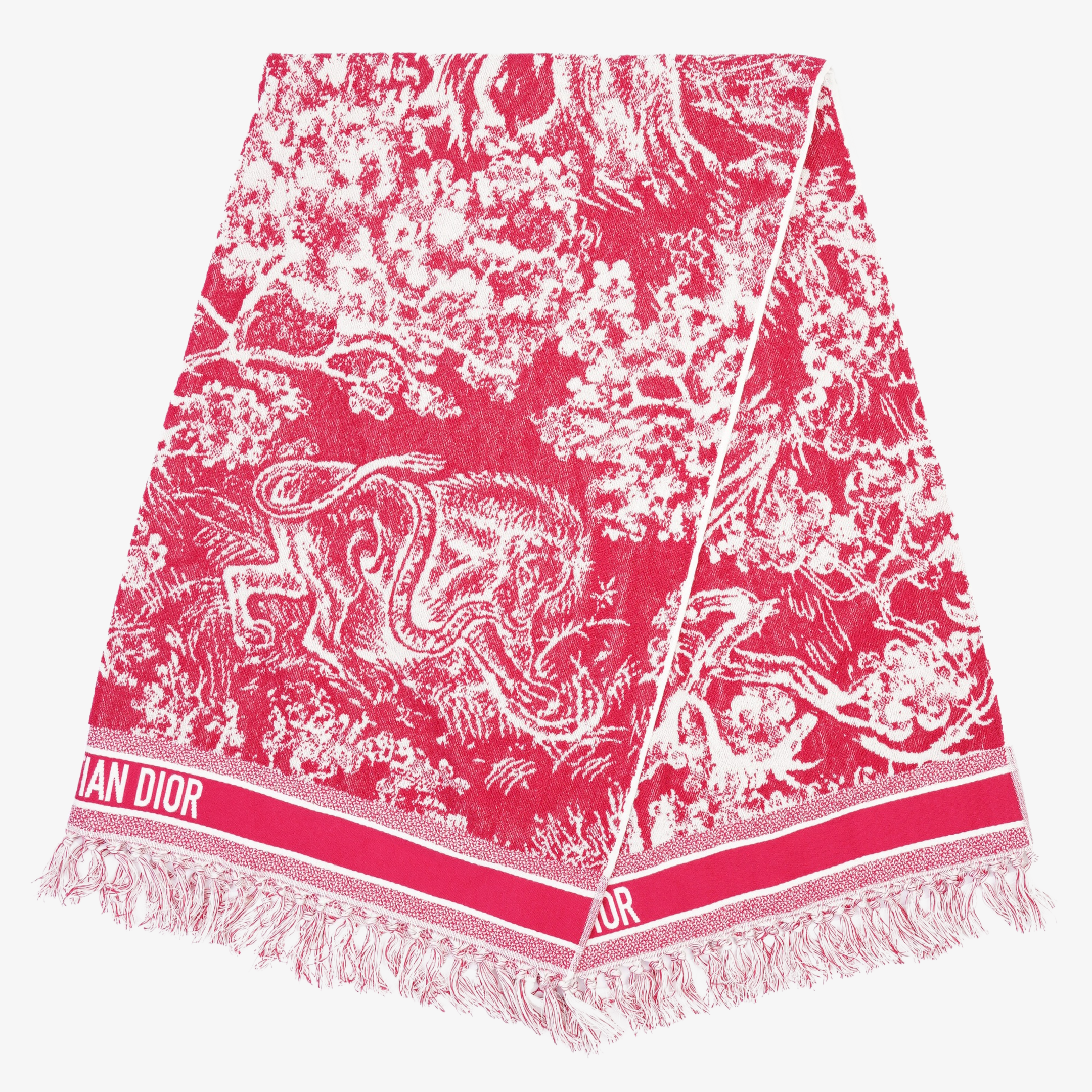 Christian Dior Toil De Jouy Towel Raspberry