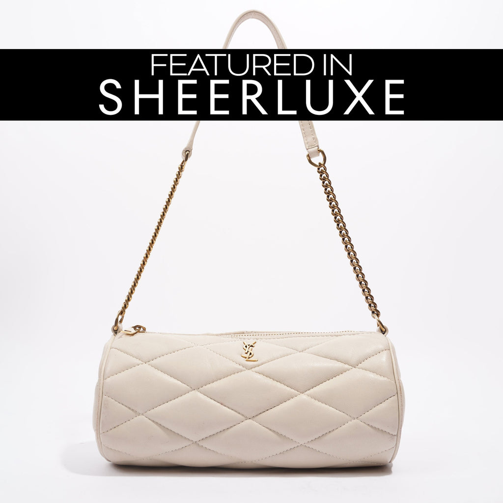 Saint Laurent Womens Tube Bag White Lambskin Leather Mini