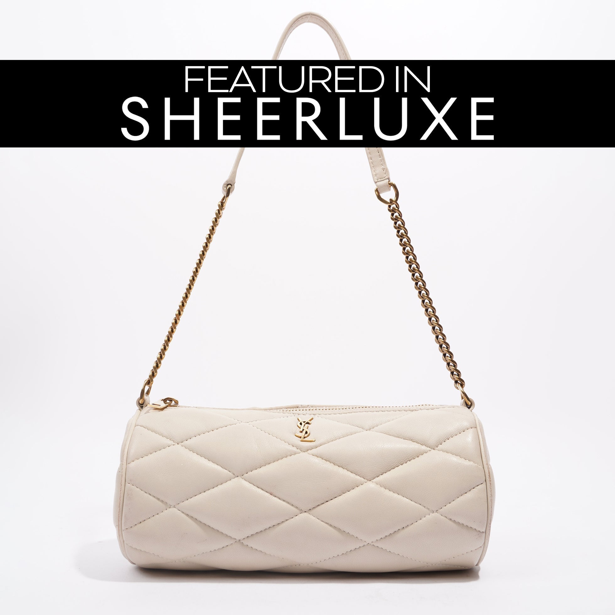 Saint Laurent Womens Tube Bag White Lambskin Leather Mini