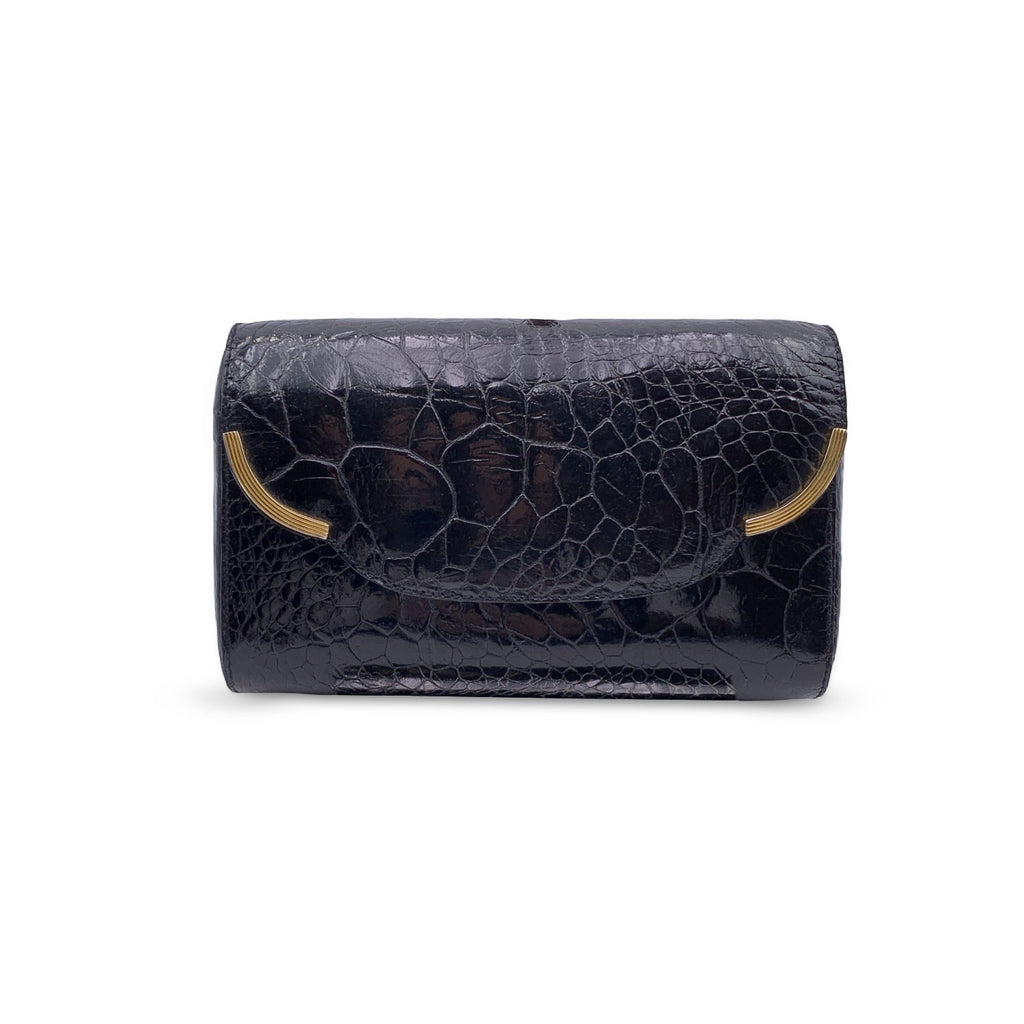 Giorgio Gucci Vintage Black Leather Clutch Bag Handbag