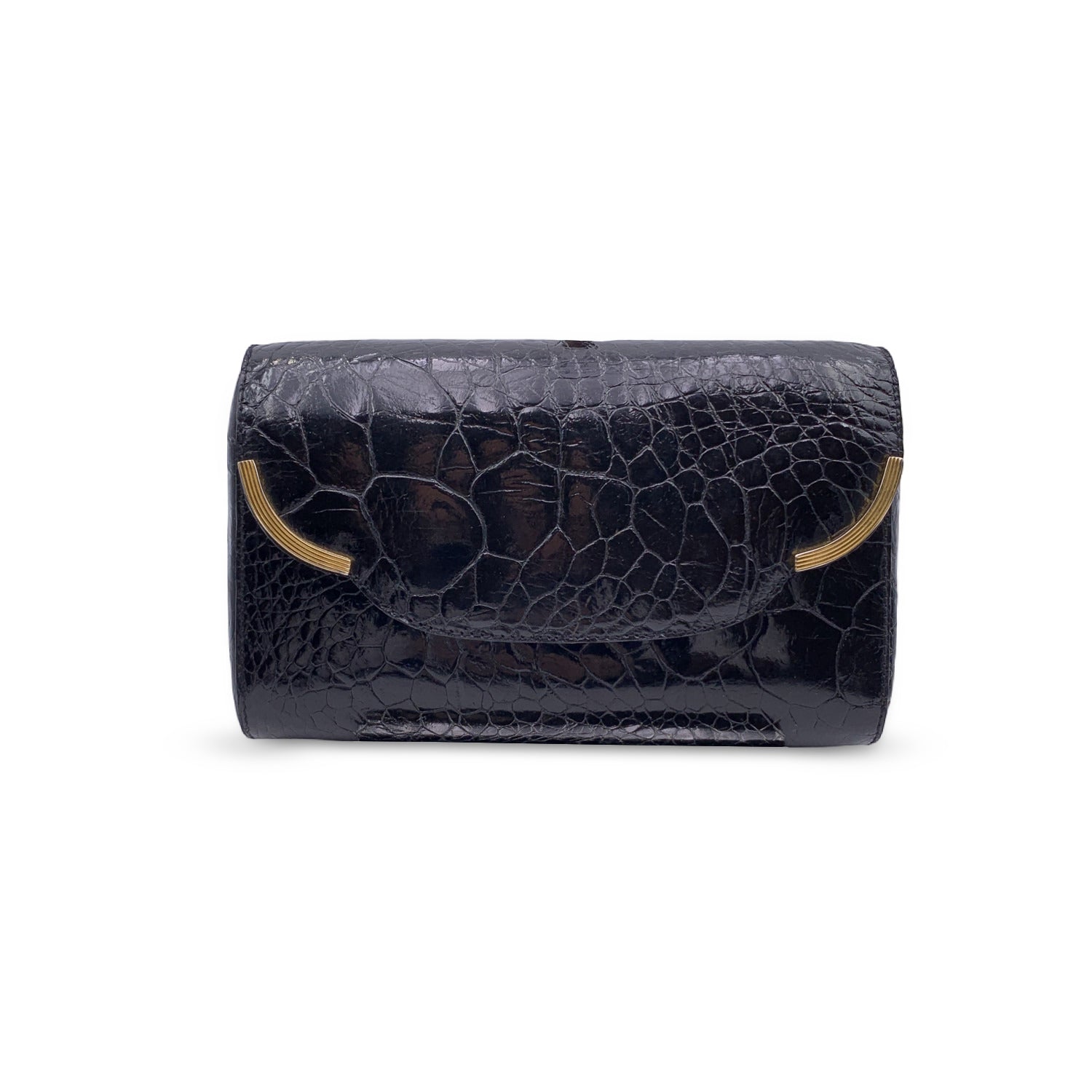 Giorgio Gucci Vintage Black Leather Clutch Bag Handbag