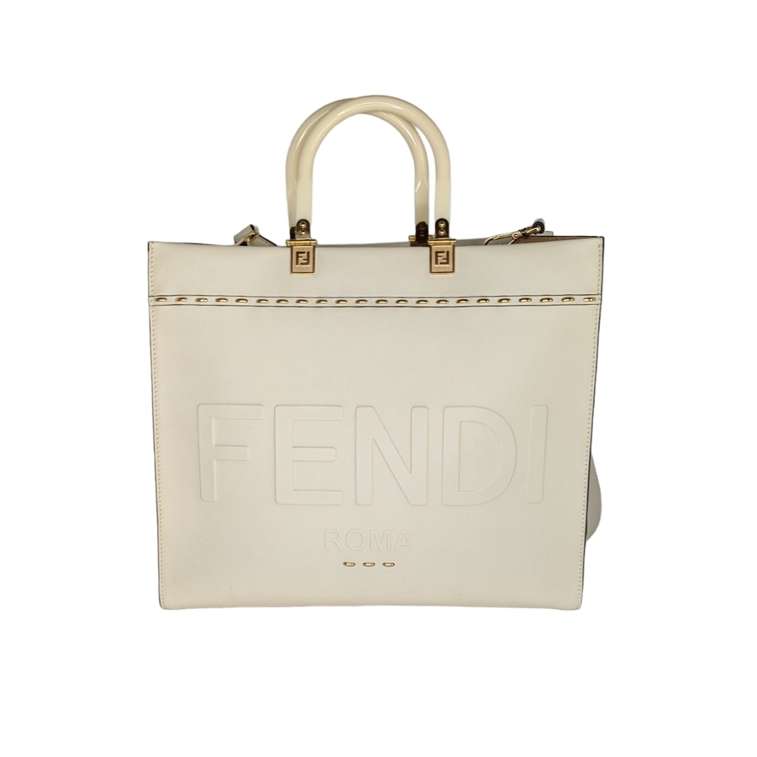 Fendi Sunshine Medium Creme Shopper Tote
