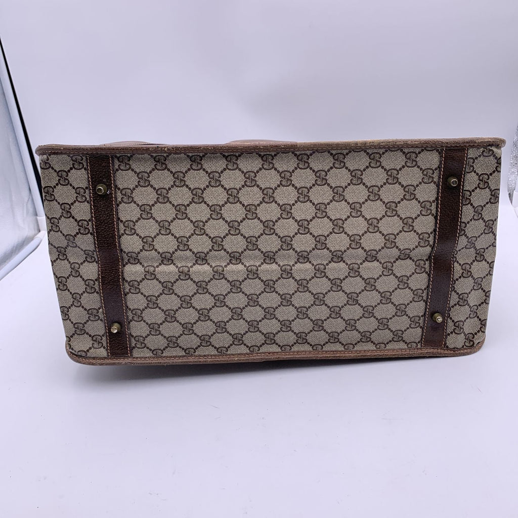 Gucci Vintage Brown Monogram Canvas Travel Satchel Bag
