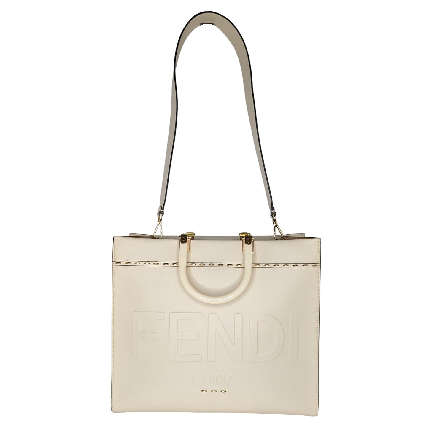 Fendi Sunshine Medium Creme Shopper Tote