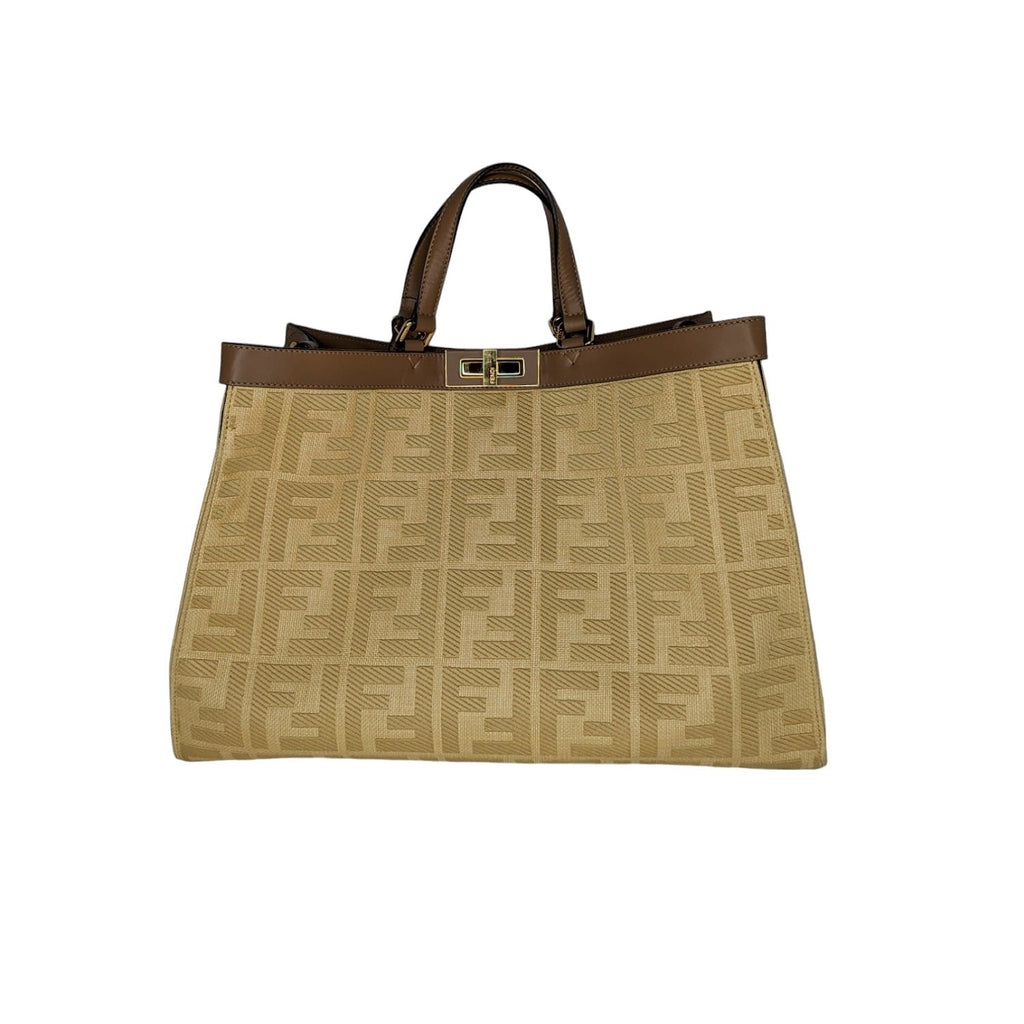 Fendi Medium FF Beige Canvas Peekaboo X-Tote