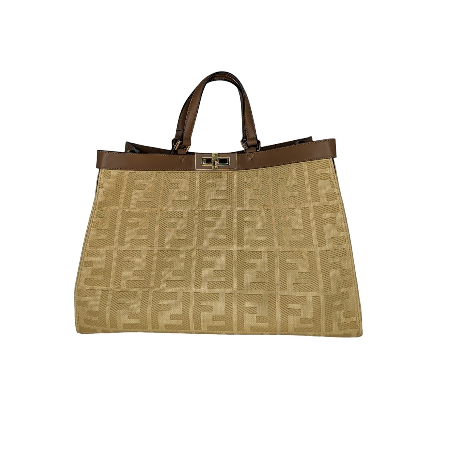 Fendi Medium FF Beige Canvas Peekaboo X-Tote