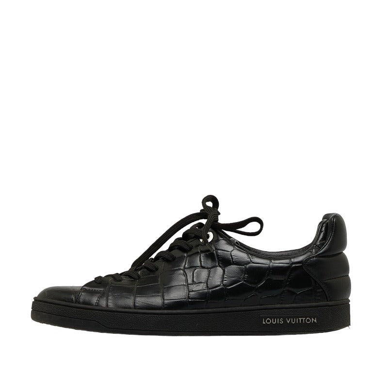 Louis Vuitton Crocodile Front Loop Lockout Sneaker MS0136 Black Silver Leather Lavender Men LOUIS VUITTON