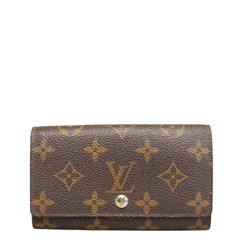 Louis Vuitton Monogram M61735 Double Folded Wallet PVC/Leather Brown