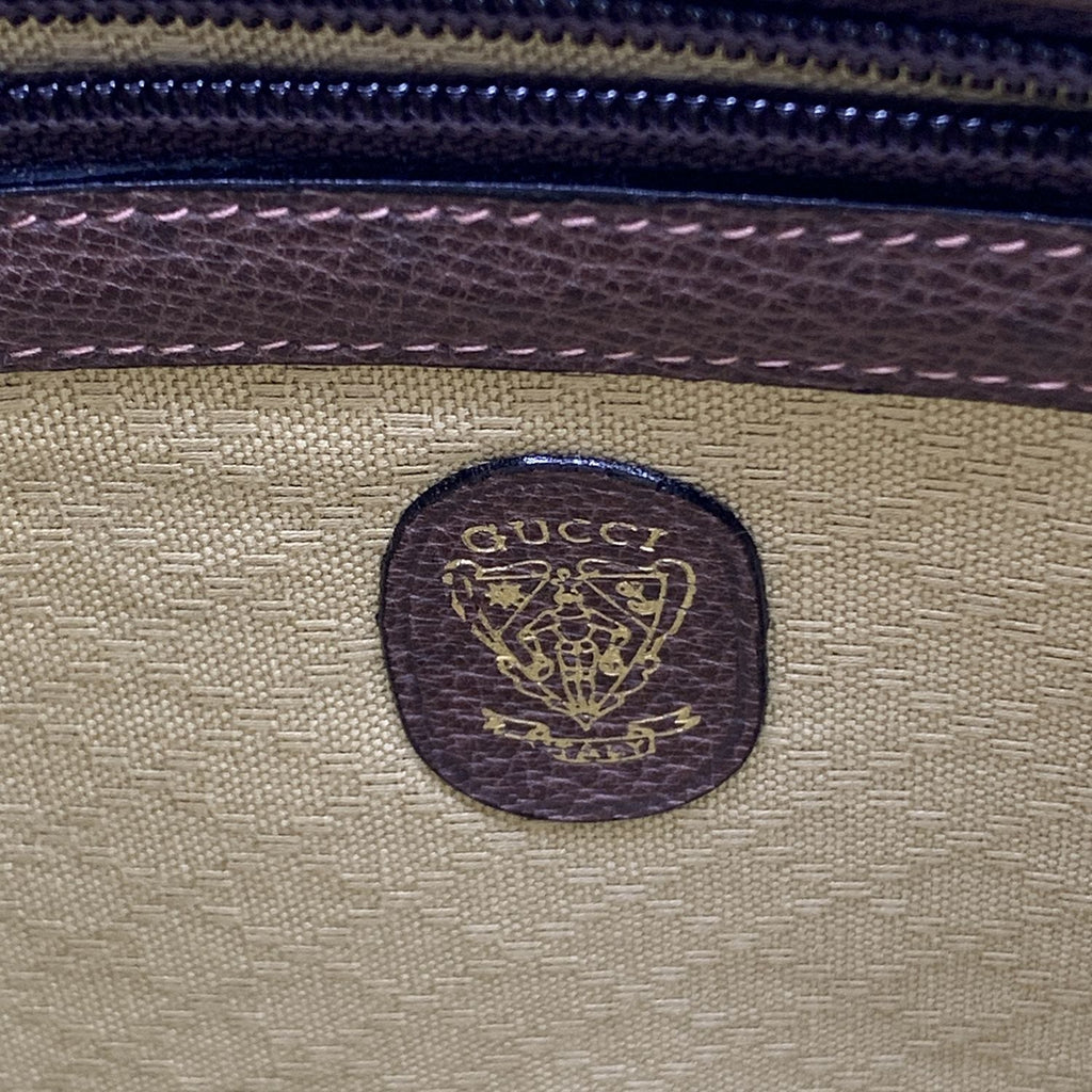 Gucci Vintage Brown Monogram Canvas Travel Satchel Bag