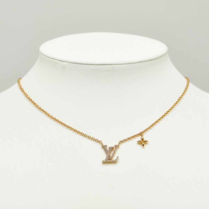Louis Vuitton LV Logo Necklace M00596 Gold Ladies