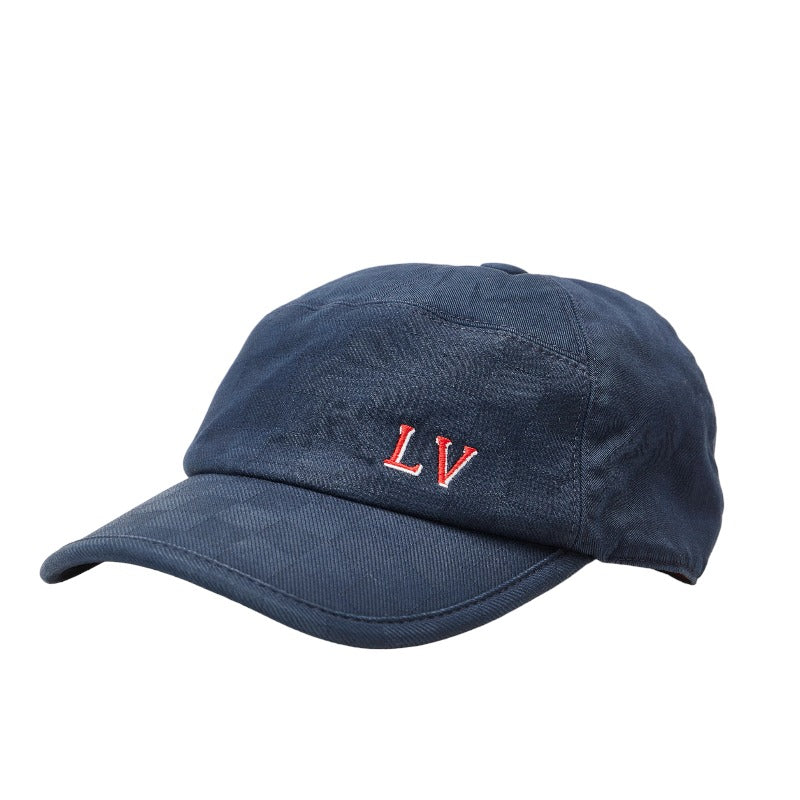 Louis Vuitton Tricolor Damière LV Logo Cap Casket M78543 Navi Cotton Men Louis Vuitton