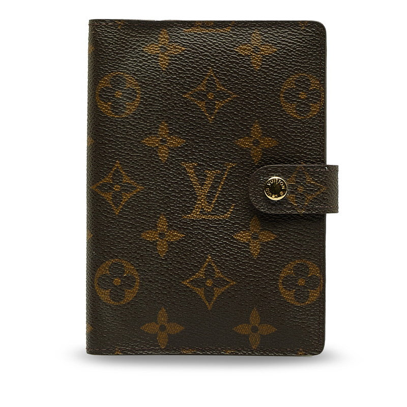 Louis Vuitton Monogram Agenda PM Handbook Cover R20005 Brown PVC Leather Lady Louis Vuitton