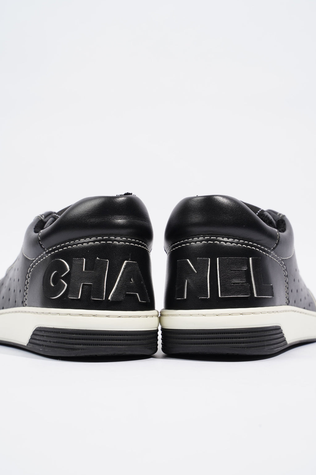 Chanel Chanel Logo Black / White Calfskin Leather EU 37 UK 4