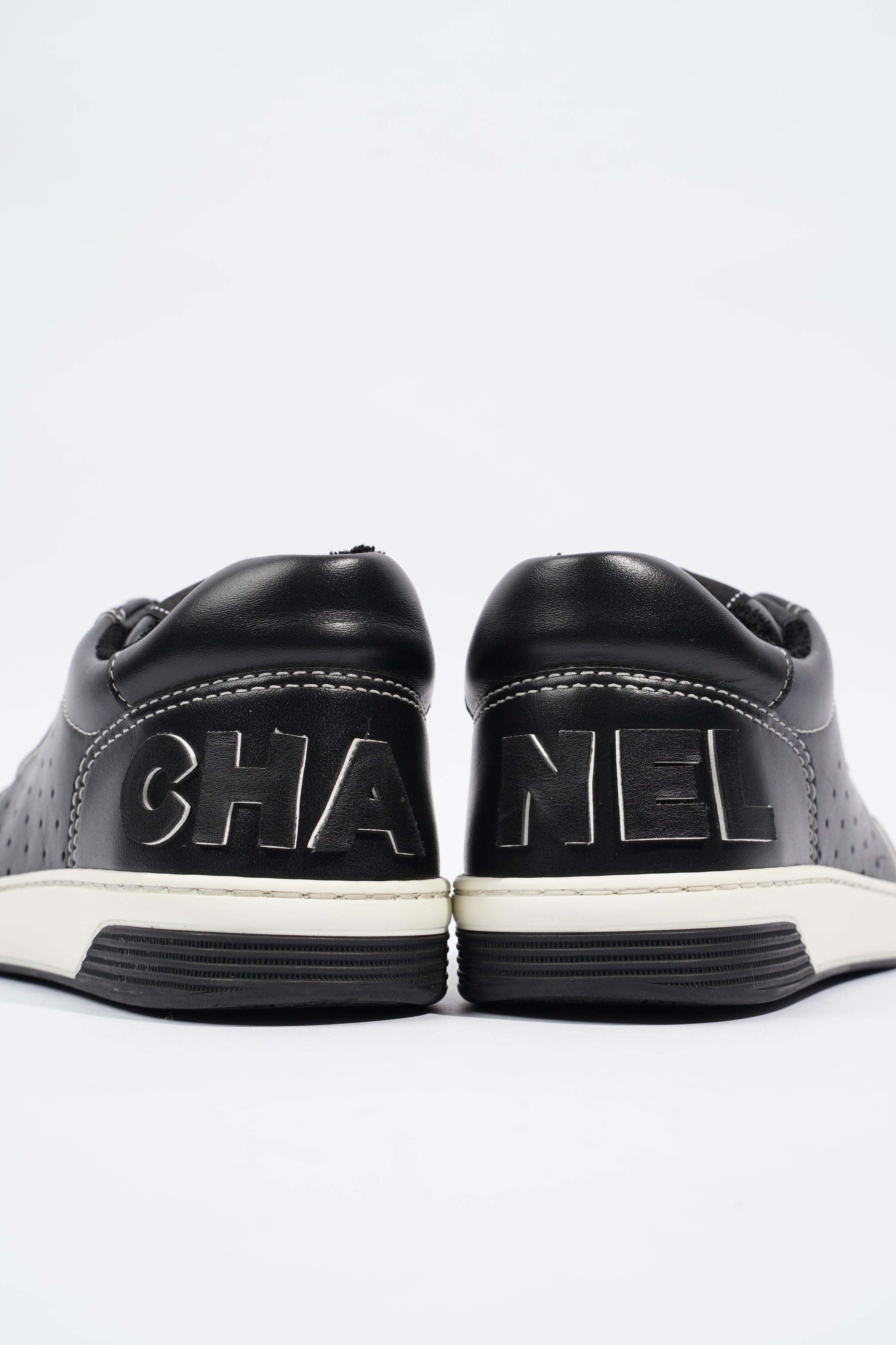Chanel Chanel Logo Black / White Calfskin Leather EU 37 UK 4