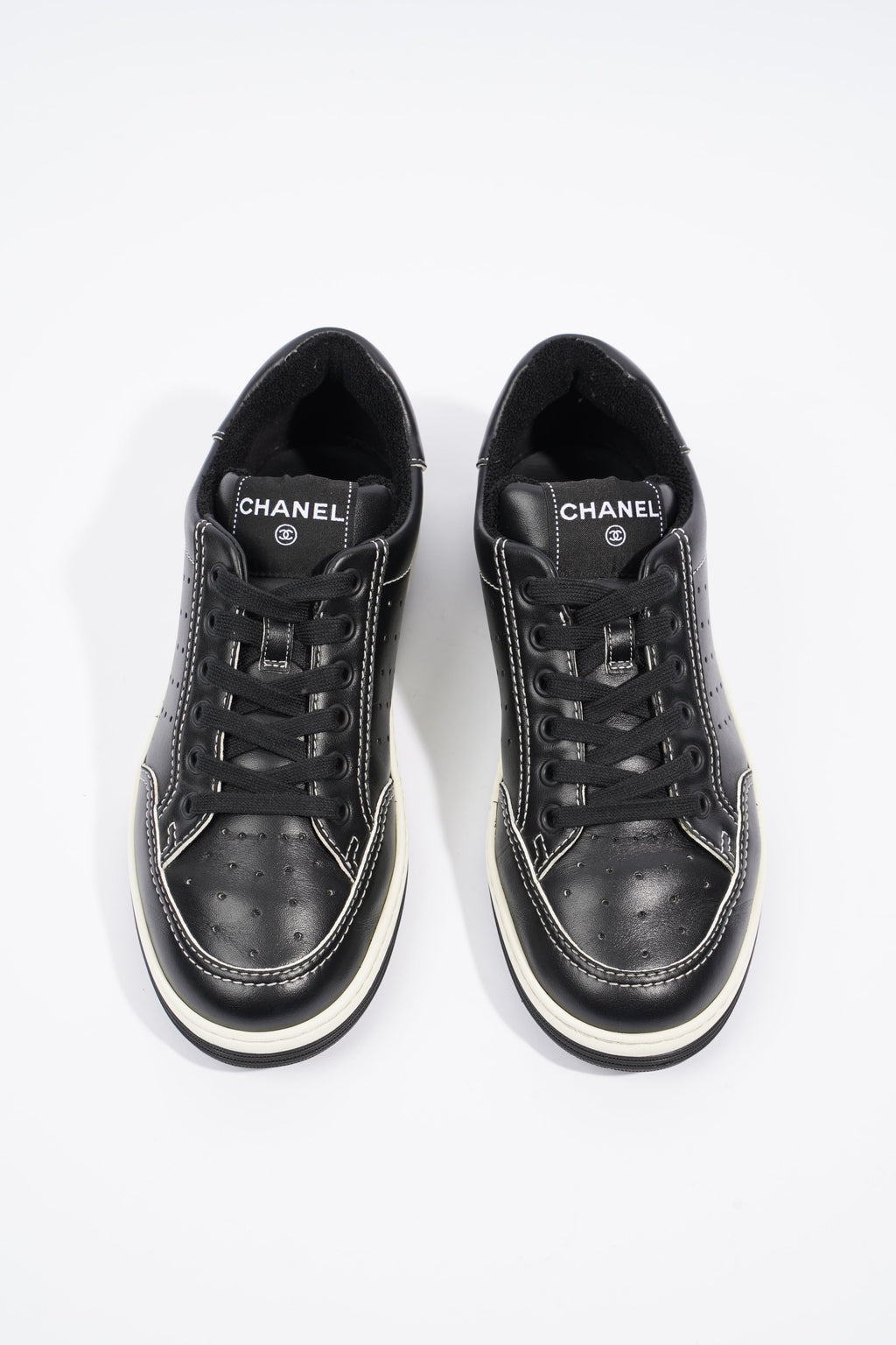 Chanel Chanel Logo Black / White Calfskin Leather EU 37 UK 4