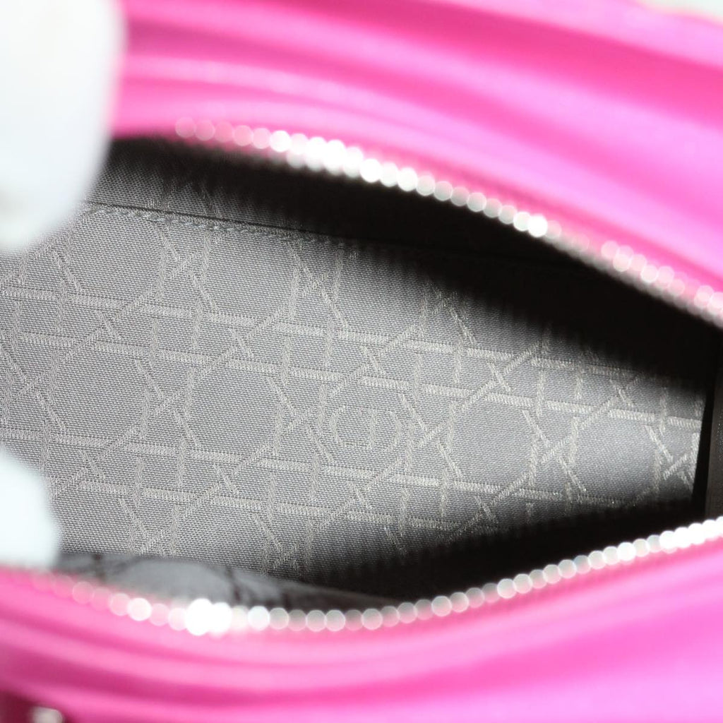 CHRISTIAN DIOR Lady Dior Canage Hand Bag Lamb Skin Pink Auth 30532A