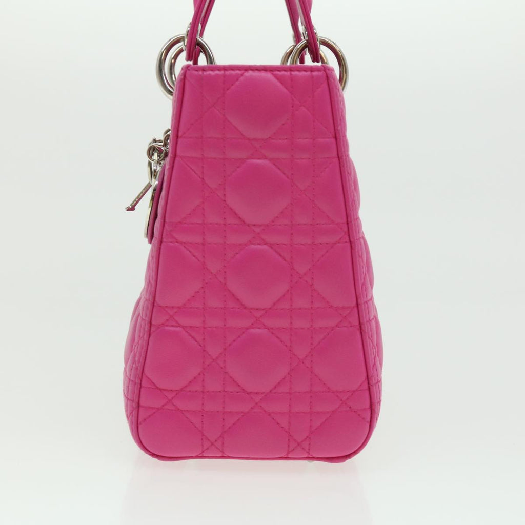CHRISTIAN DIOR Lady Dior Canage Hand Bag Lamb Skin Pink Auth 30532A