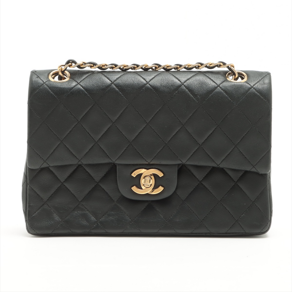 Chanel Black Leather Double flap shoulder bag
