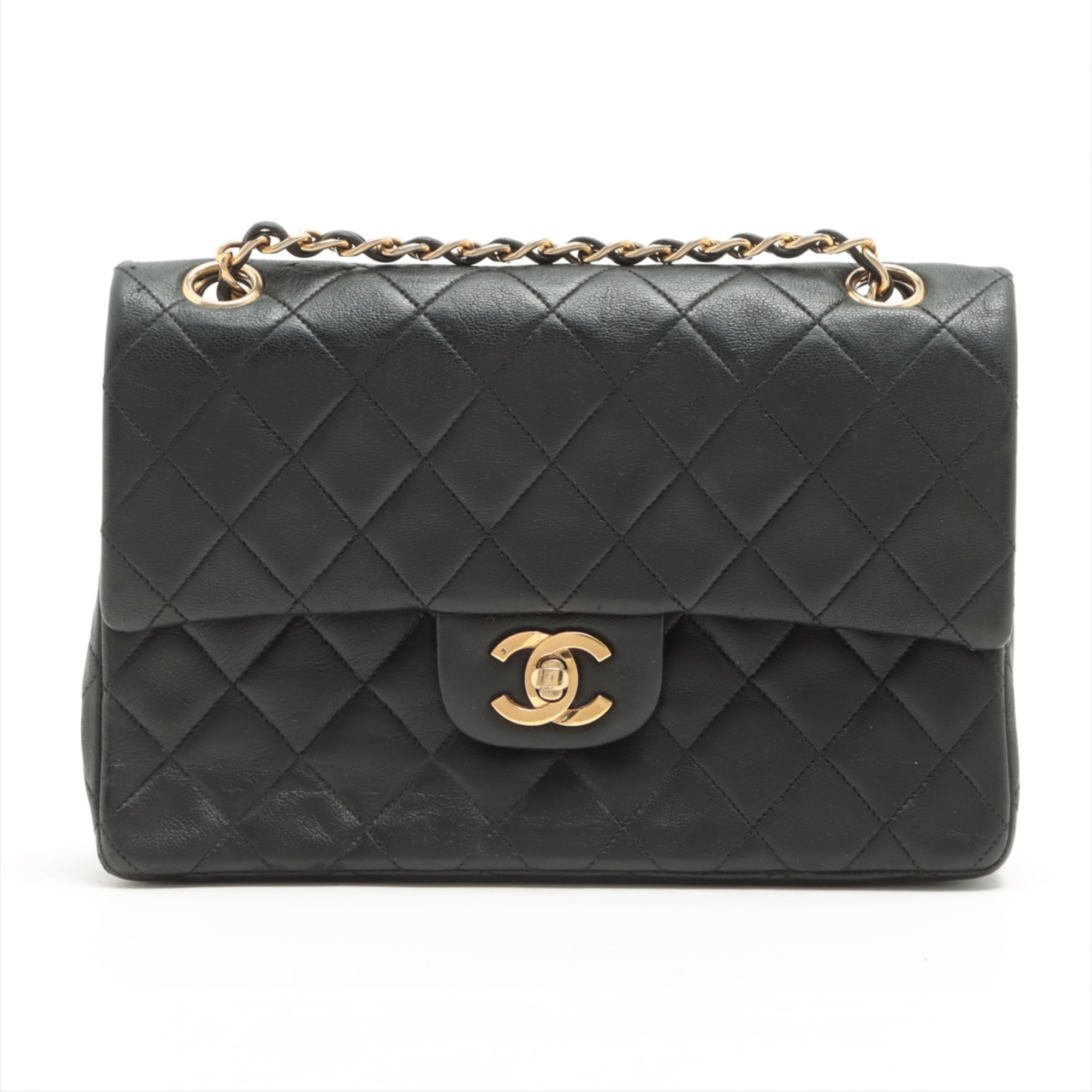 Chanel Black Leather Double flap shoulder bag