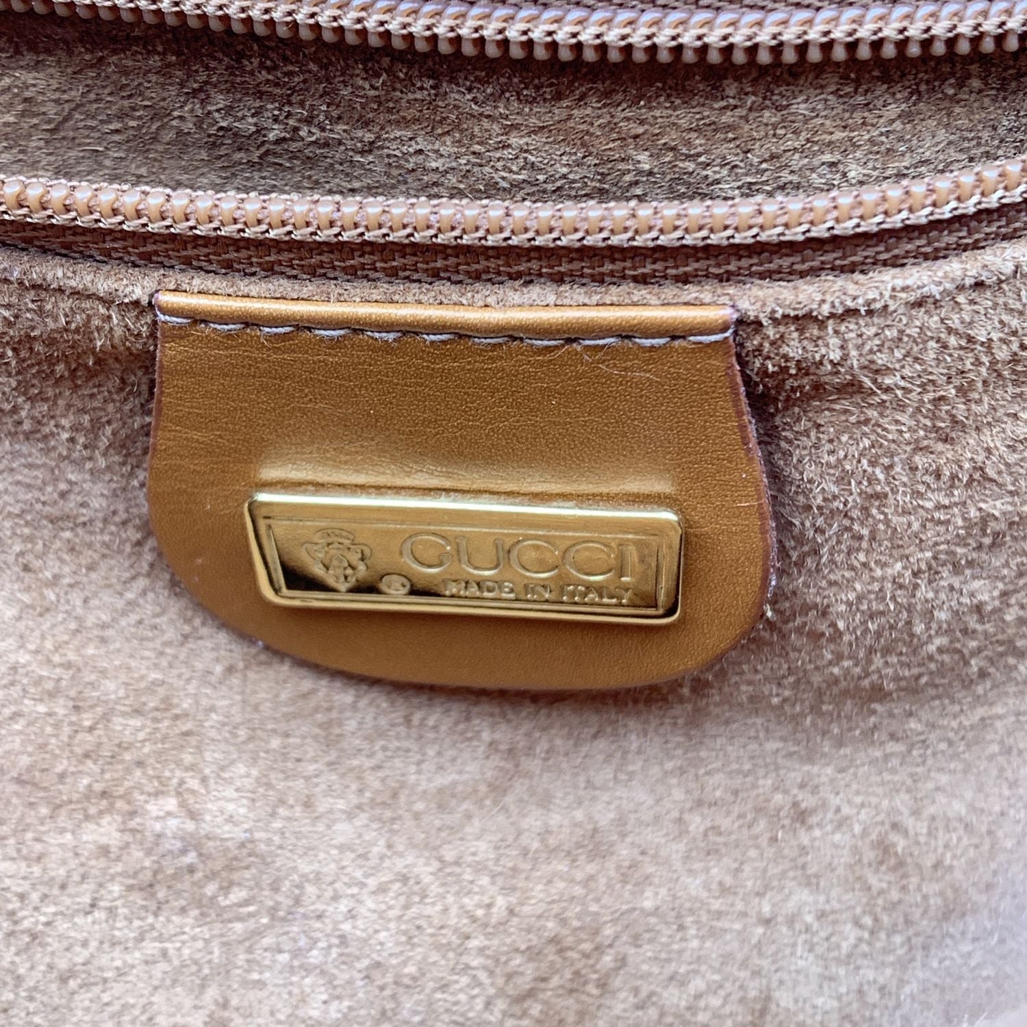 Gucci Vintage Beige Leather 2 Compartments Shoulder Bag