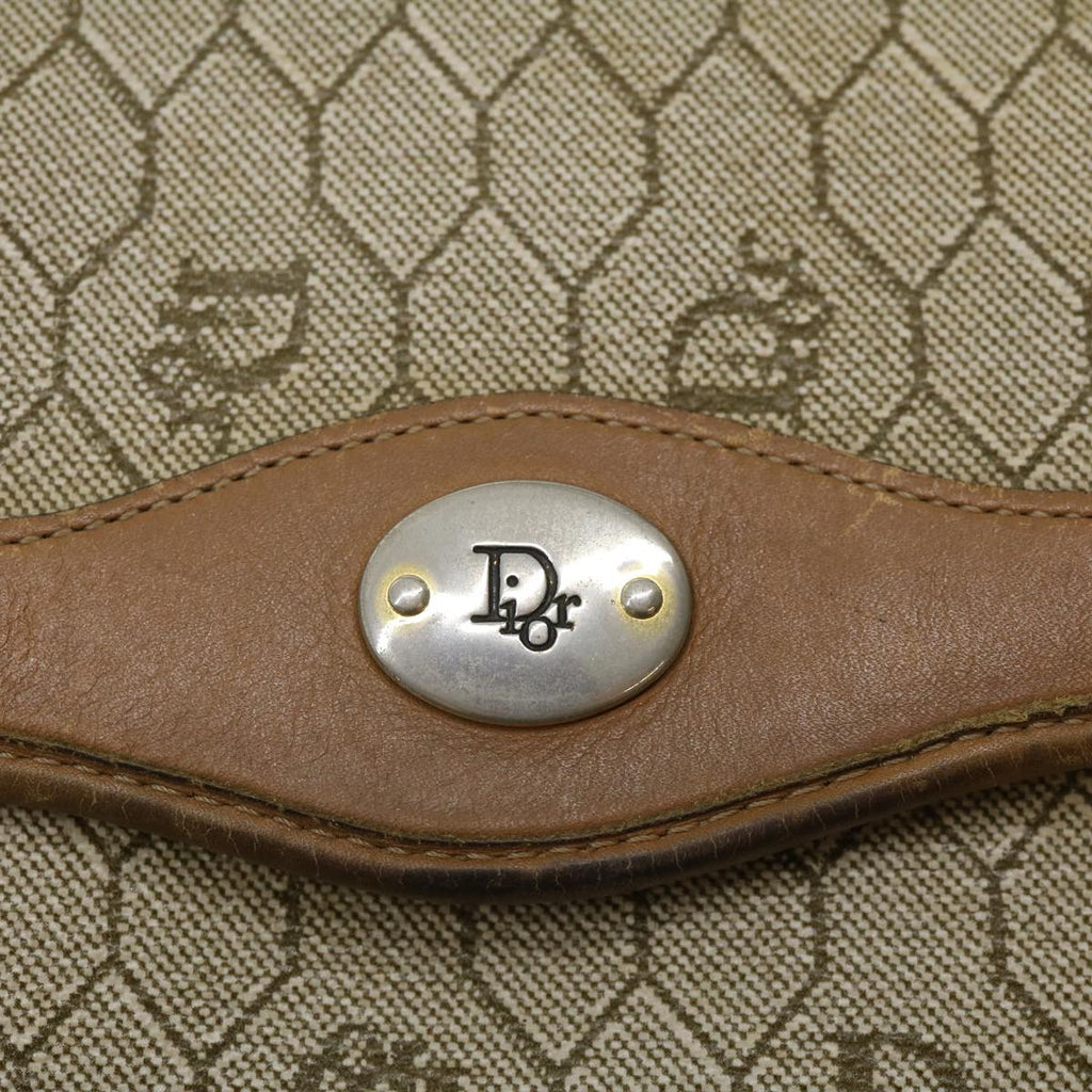 CHRISTIAN DIOR Honeycomb Canvas Hand Bag Beige Auth 31593