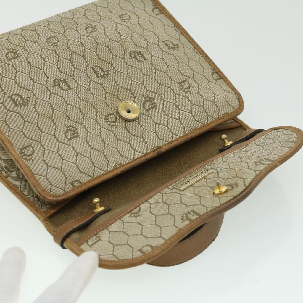 CHRISTIAN DIOR Honeycomb Canvas Hand Bag Beige Auth 31593