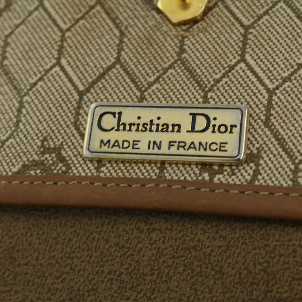 CHRISTIAN DIOR Honeycomb Canvas Hand Bag Beige Auth 31593