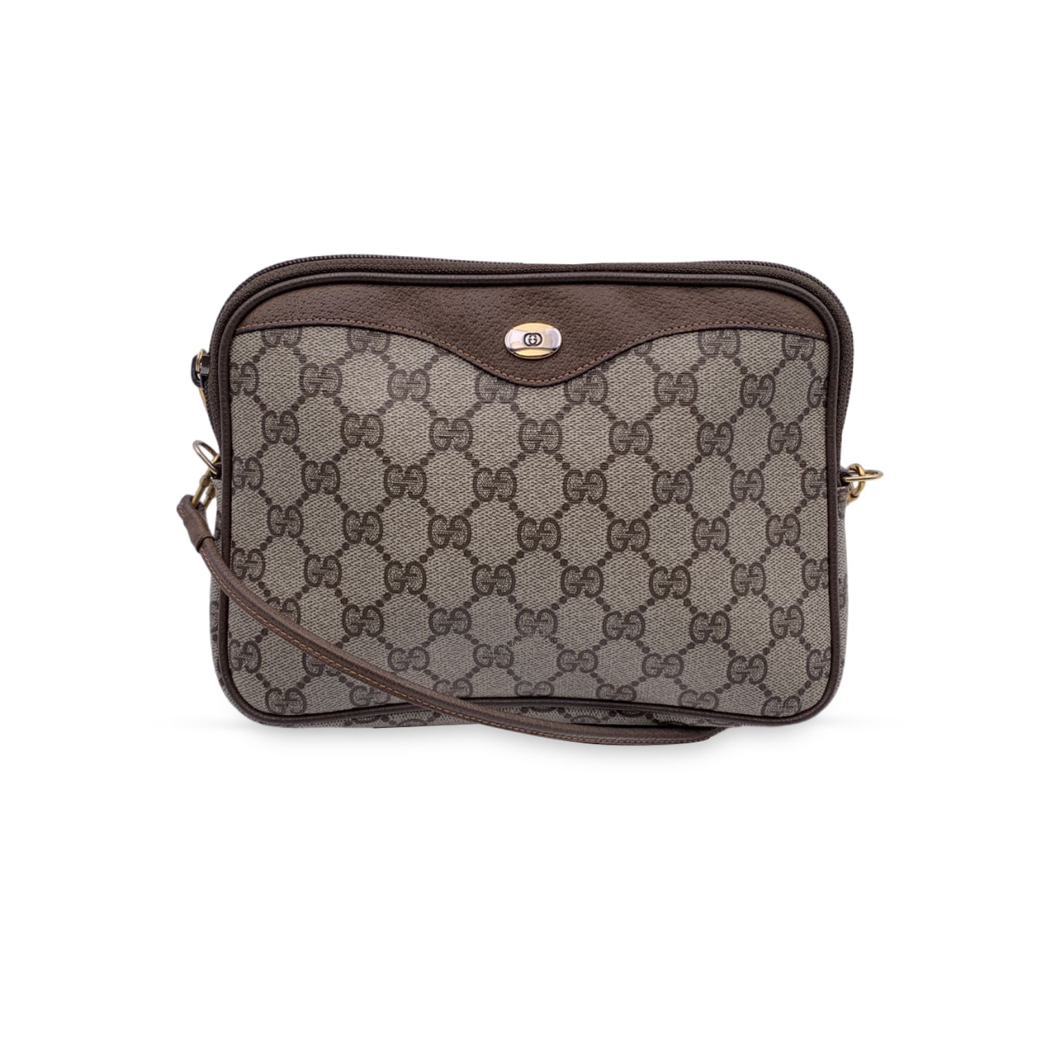Gucci Vintage Beige Monogram Canvas Small Mesenger Bag