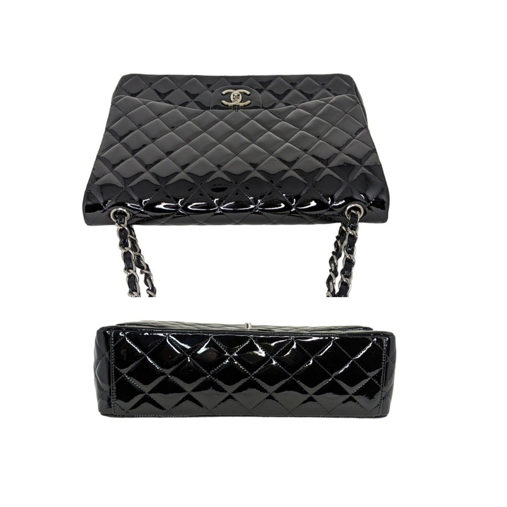 Chanel Patent Quilted Maxi Classic Double Flap Black