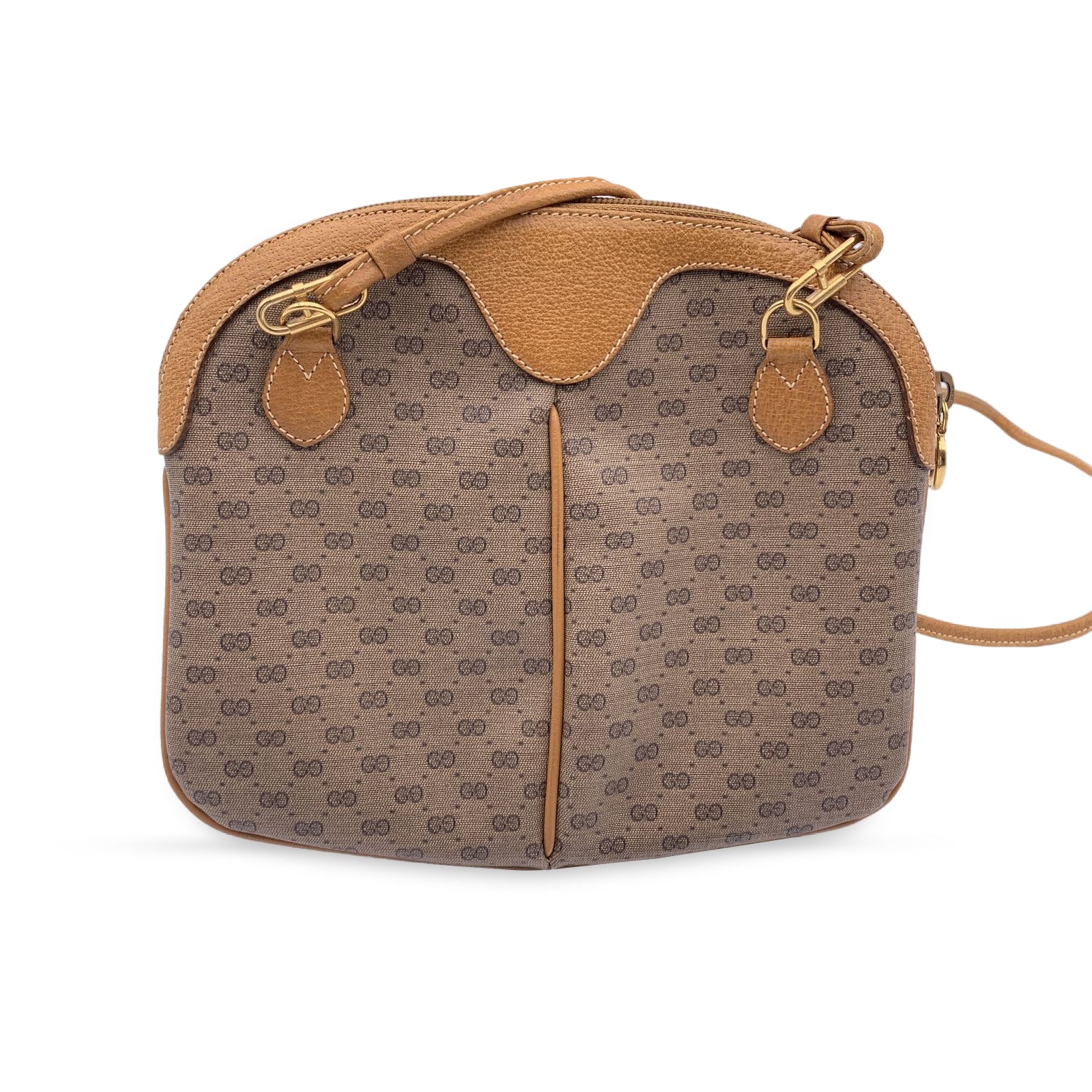 Gucci Vintage Beige Monogram Canvas Small Crossbody Bags