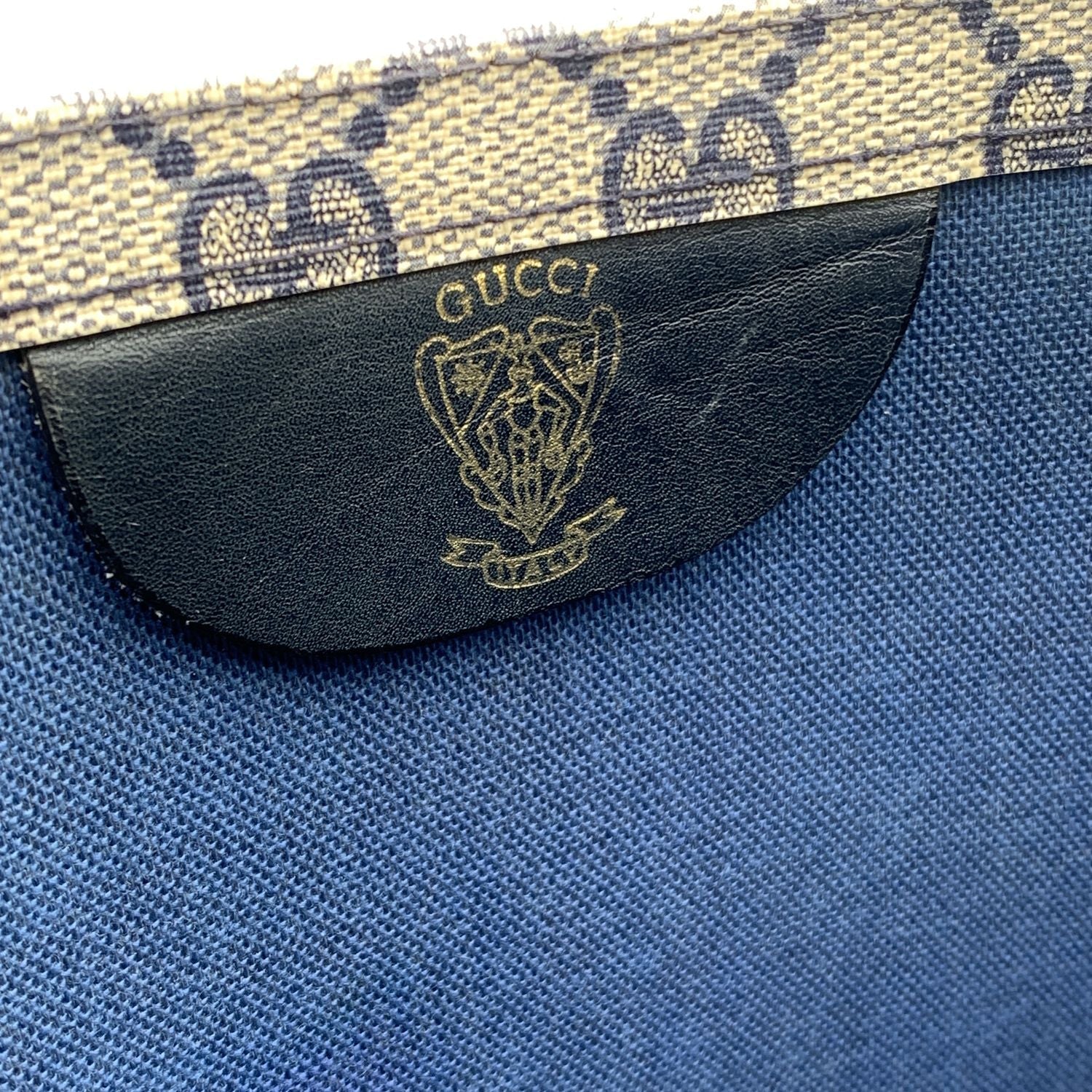 Gucci Vintage Blue Monogram Canvas Front Pocket Shopping Bag