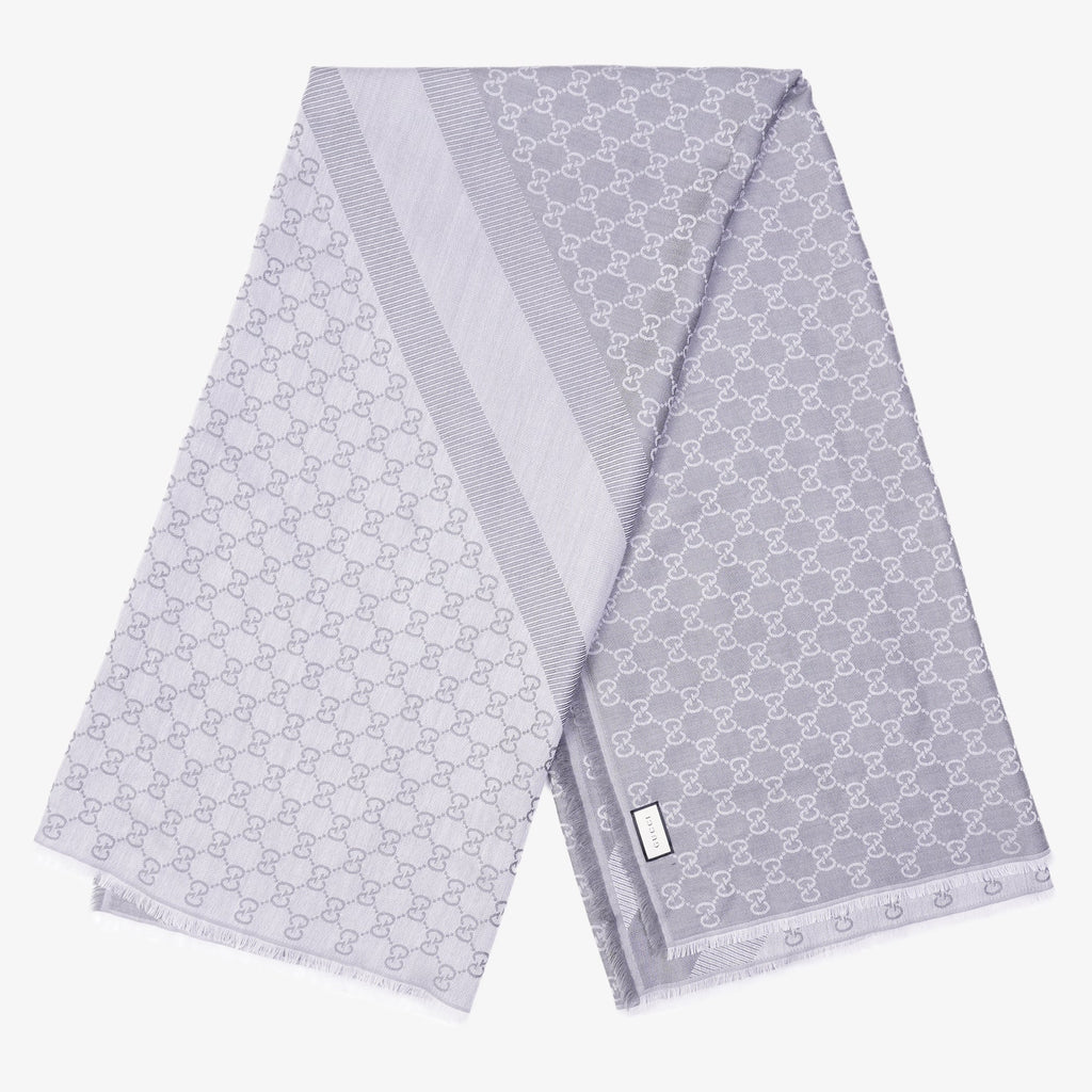 Gucci Womens GG Jacquard Scarf Grey