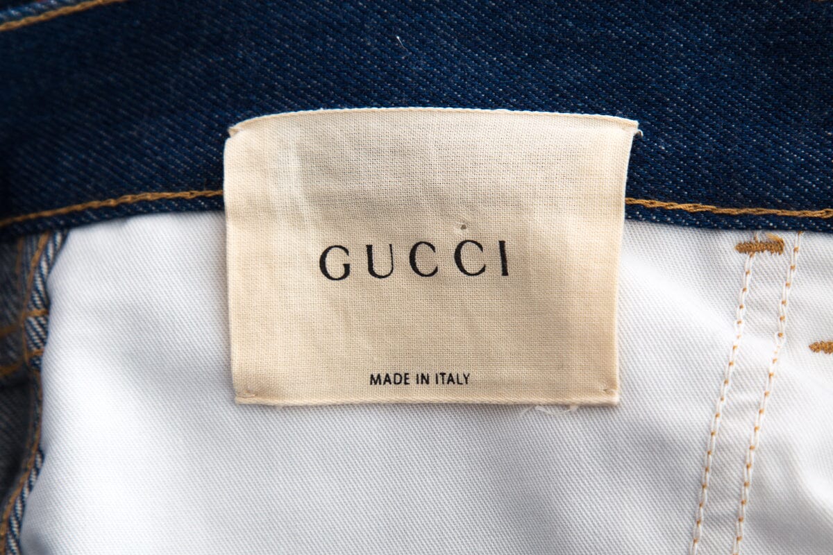 Gucci Denim Floral Patch Jeans SZ 34