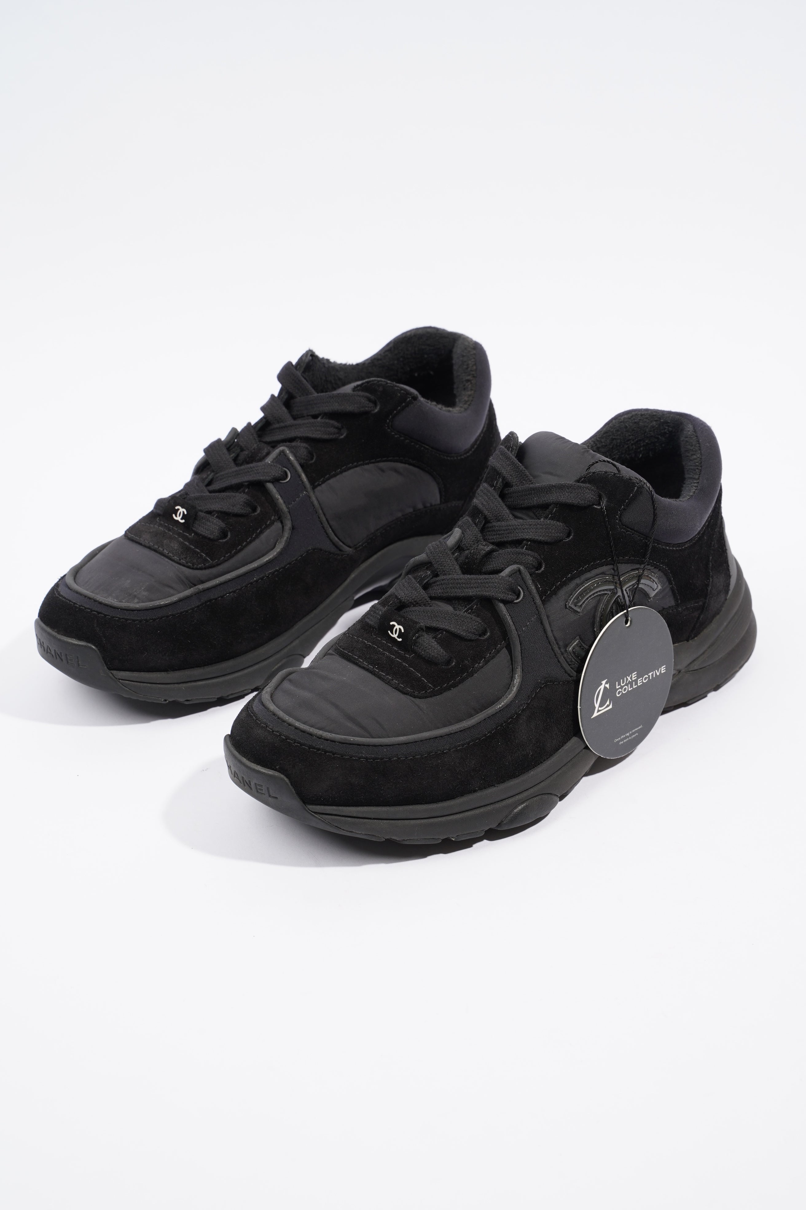 Chanel Interlocking CC Black Suede EU 38 UK 5
