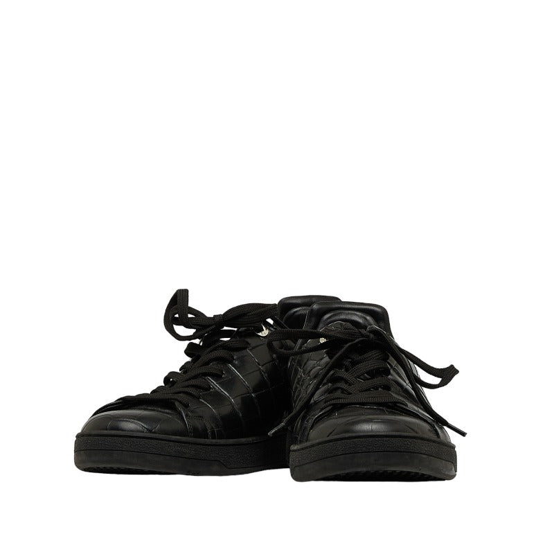 Louis Vuitton Crocodile Front Loop Lockout Sneaker MS0136 Black Silver Leather Lavender Men LOUIS VUITTON