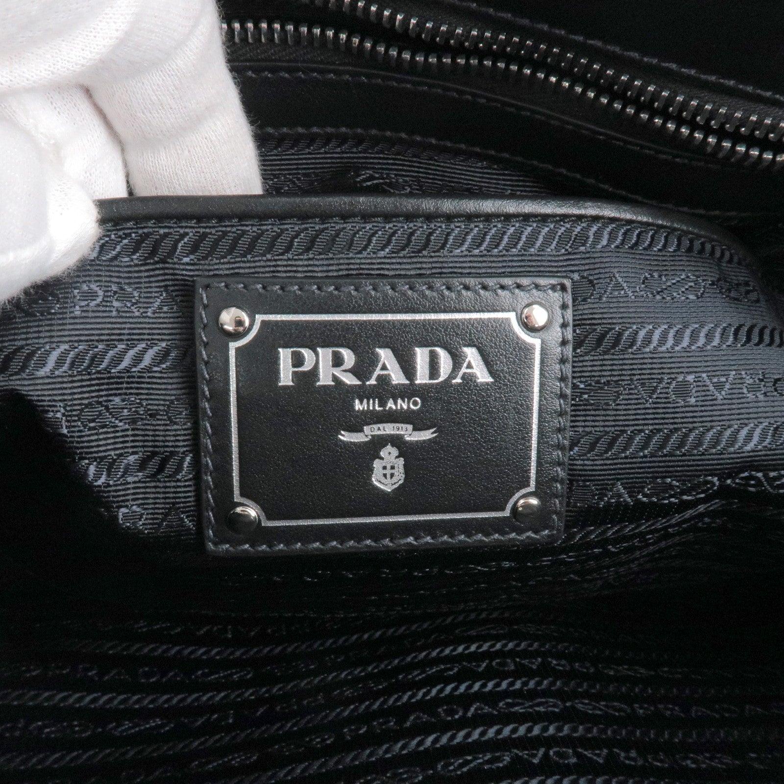 Prada Nylon Leather 2Way Hand Bag Shoulder Bag NERO Black 1BA832