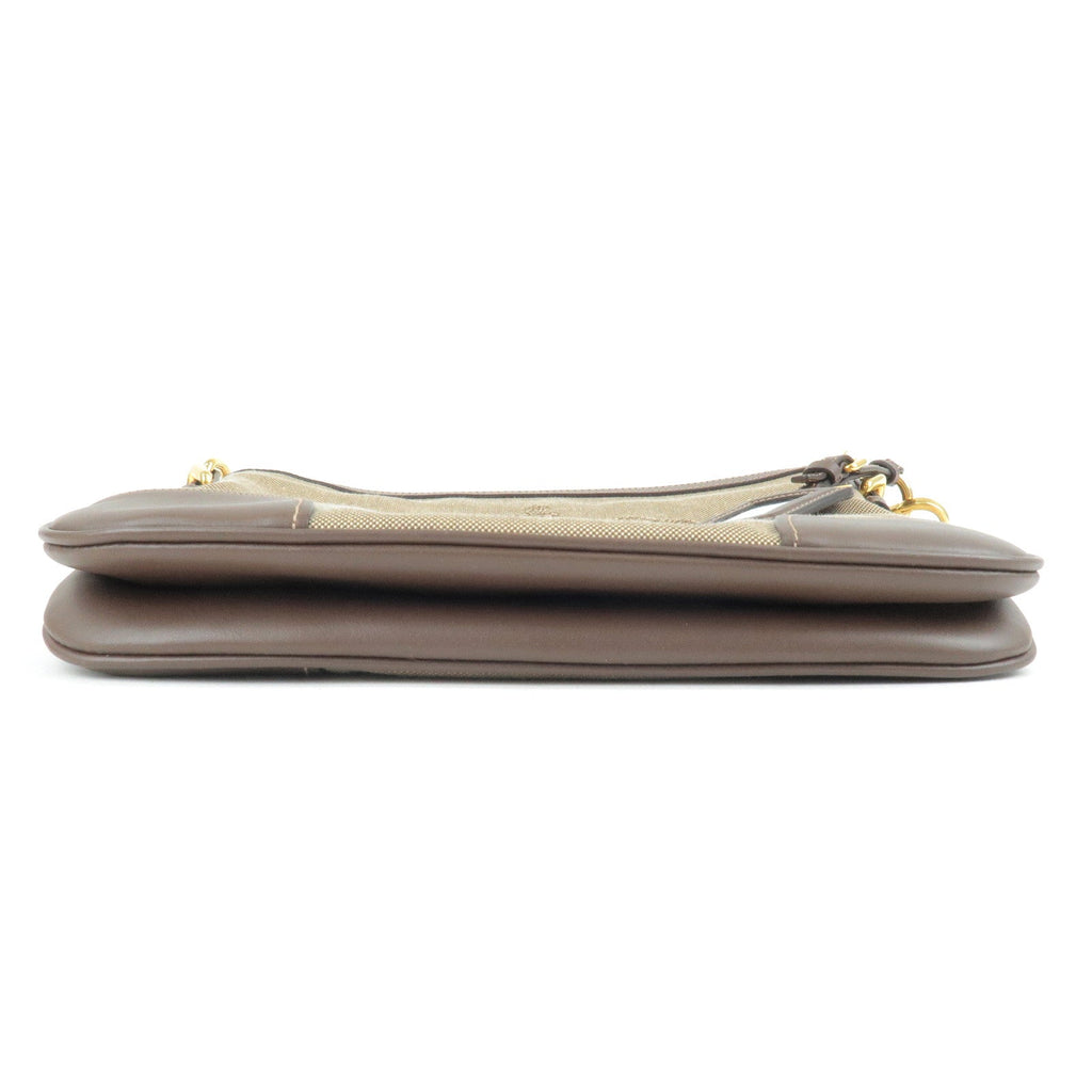 Prada Logo Jacquard Leather Shoulder Bag Beige Brown BT867A