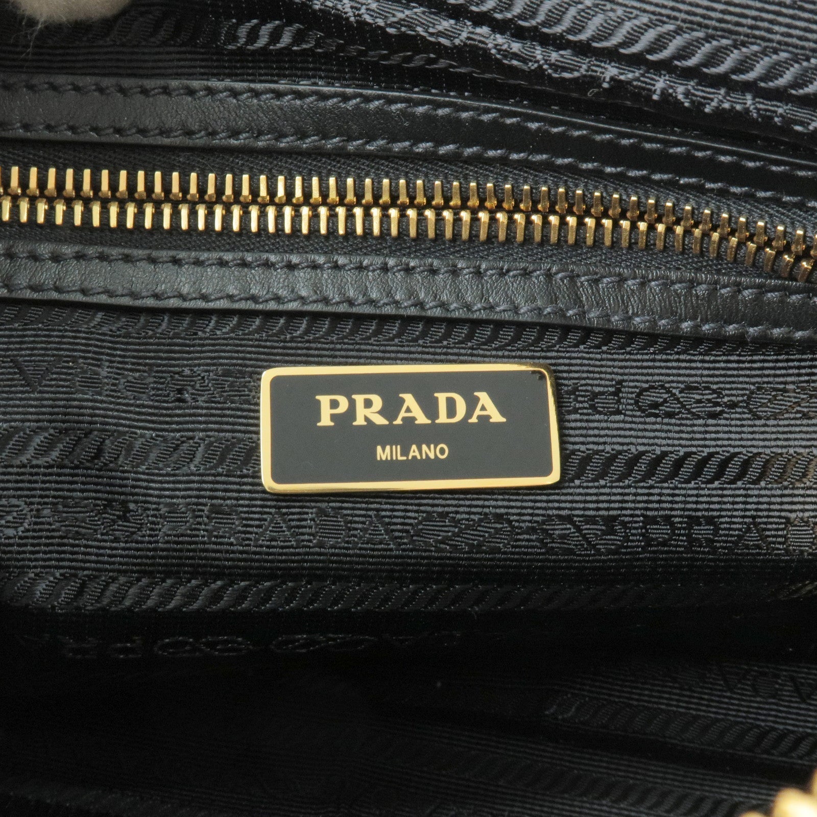 Prada Logo Nylon Leather Shoulder Bag NERO Black 1BH089