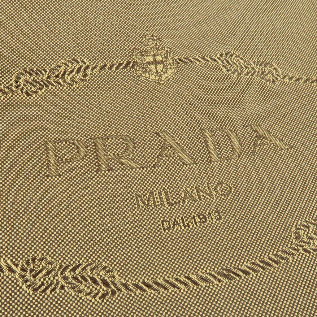 Prada Nylon Jaquard Leather Shoulder Bag Beige Brown BT0706