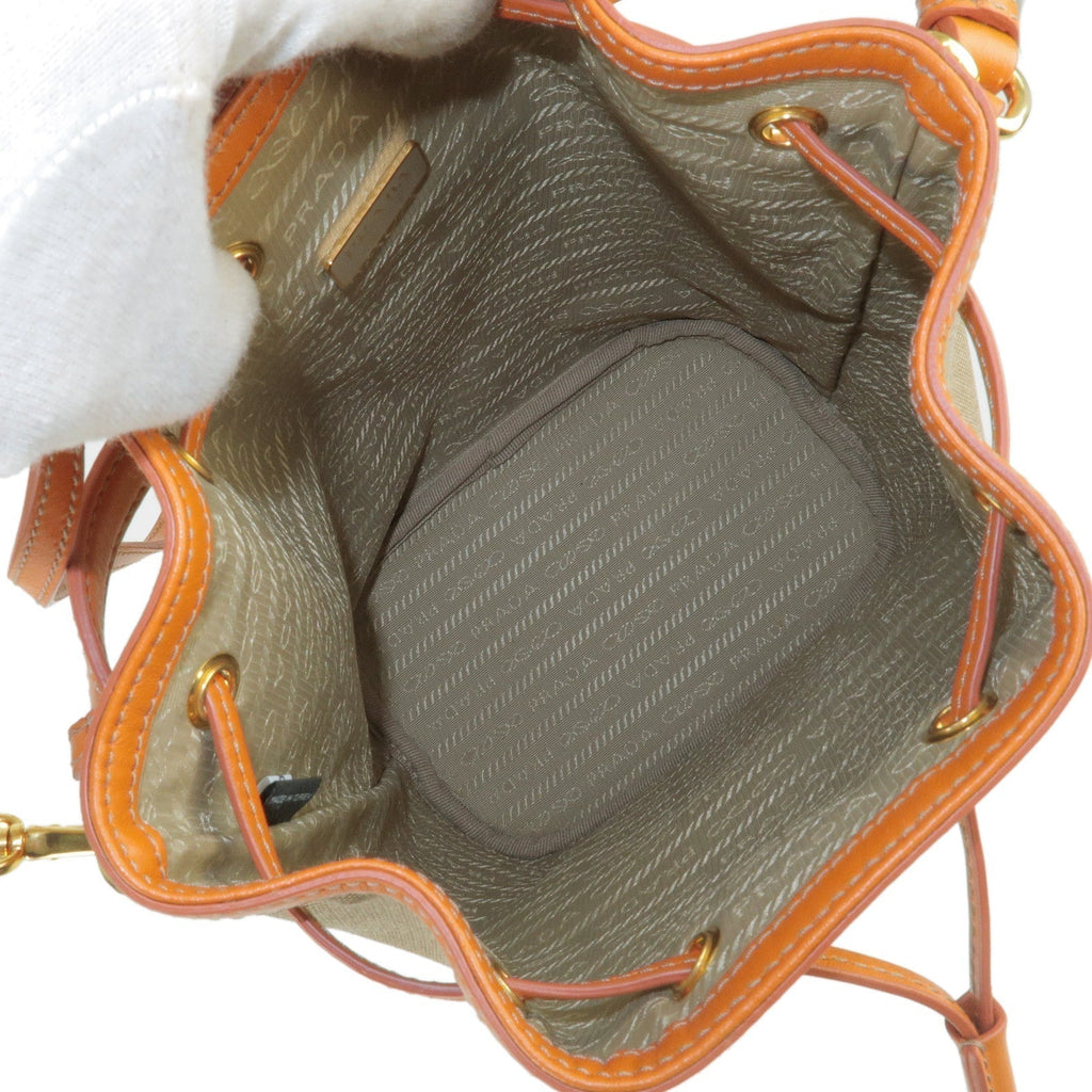 Prada Logo Jacquard Leather 2Way Bag Shoulder Bag Beige 1BH038