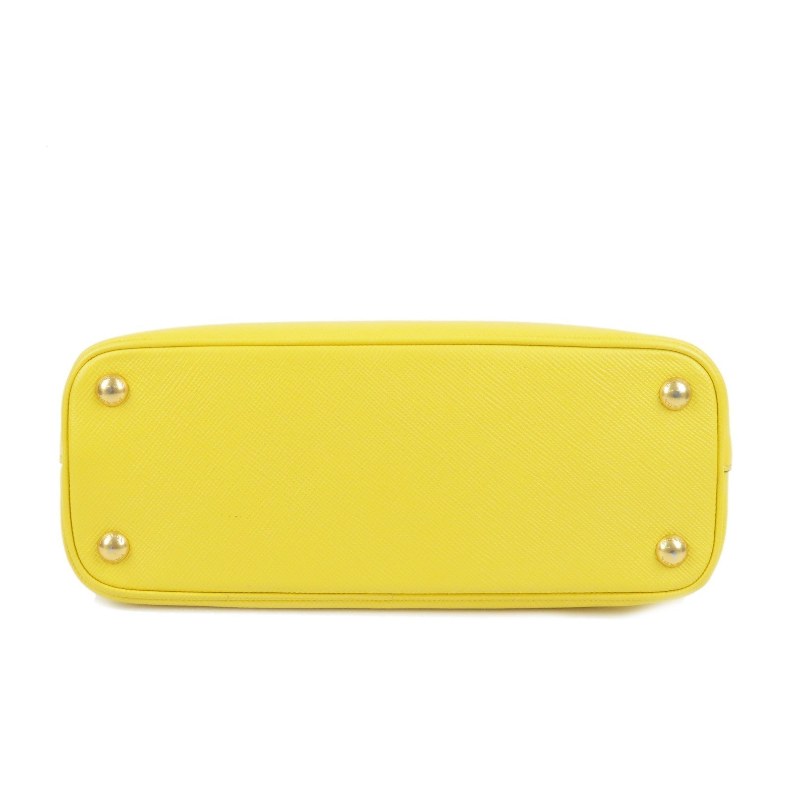 Prada Leather 2Way Hand Bag Shoulder Bag Yellow BL0907