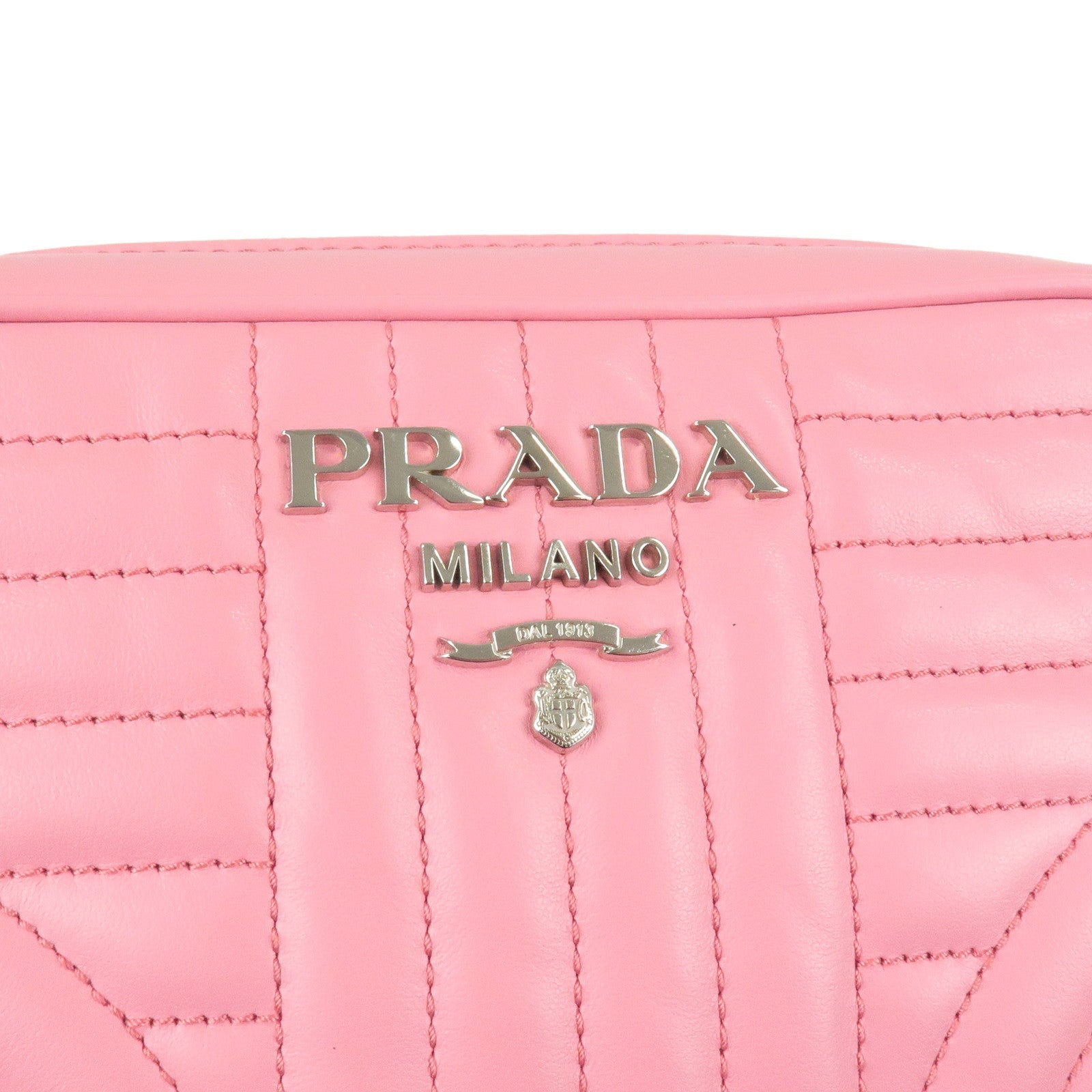 Prada Logo Diagram Leather Chain Shoulder Bag Pink 1BH083