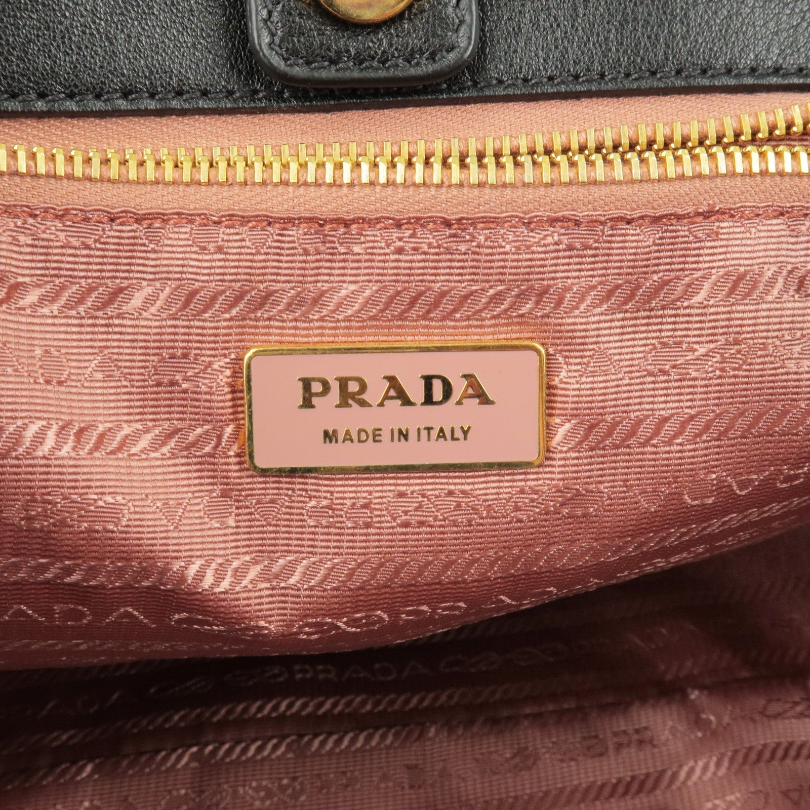 Prada Logo Nylon Leather Ribbon Tote Bag Black NERO BN1601