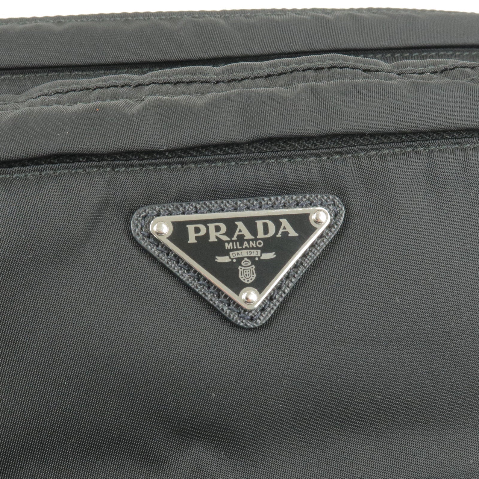 Prada Logo Nylon Leather Waist Pouch Body Bag NERO Black