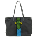 Prada Nylon Leather Velour Cayeron Pleuville Tote Bag Black 1BG065