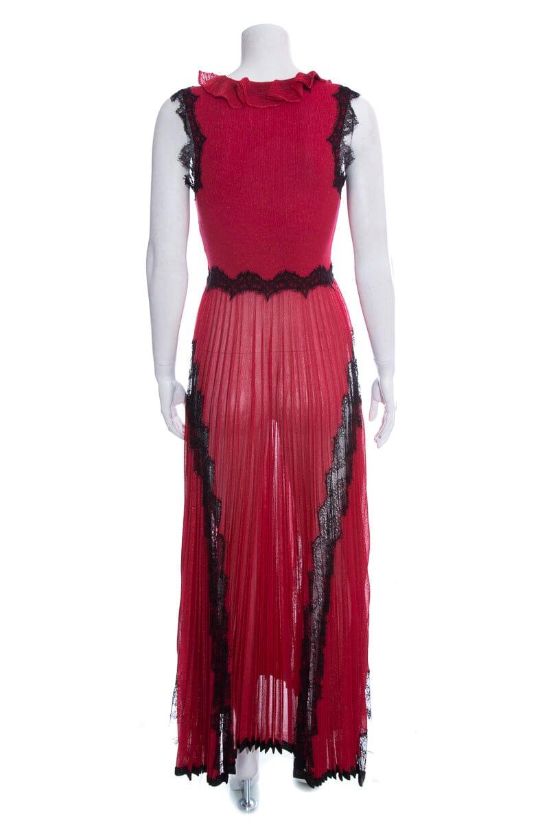 Gucci Red & Black Lace Detail Dress SZ S