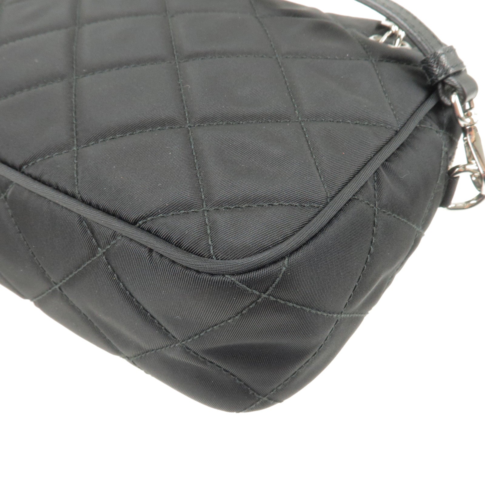 Prada Logo Nylon Leather 2Way Bag Hand Bag NERO Black 1BH910