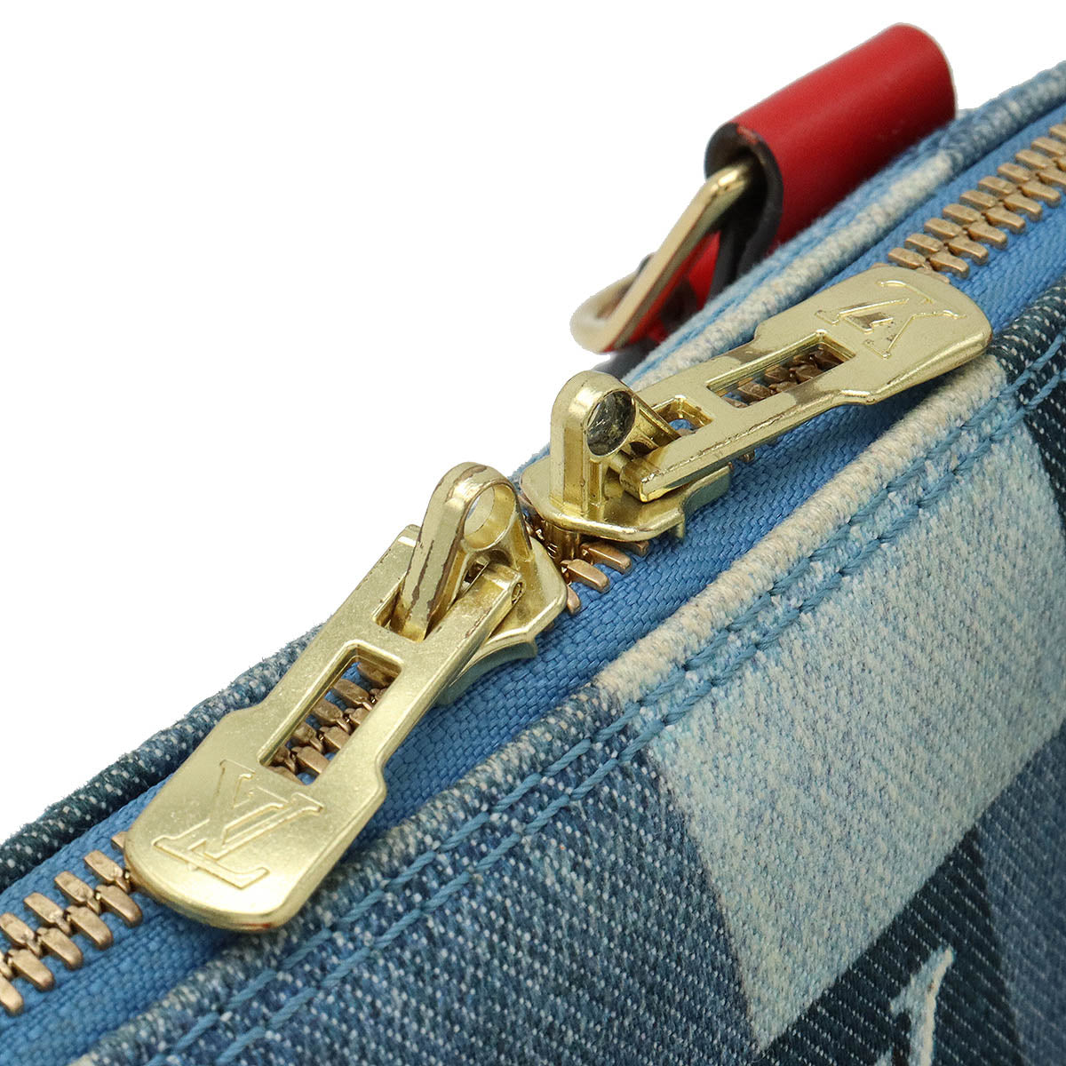 LOUIS VUITTON Louis Vuitton Monogram Denim Alma BB Handbag 2WAY Shoulder Bag Patchwork Blue Blue Red M45042