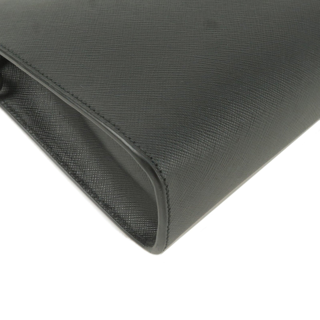 Prada Logo Leather Second Bag Clutch Bag NERO Black 2NE009