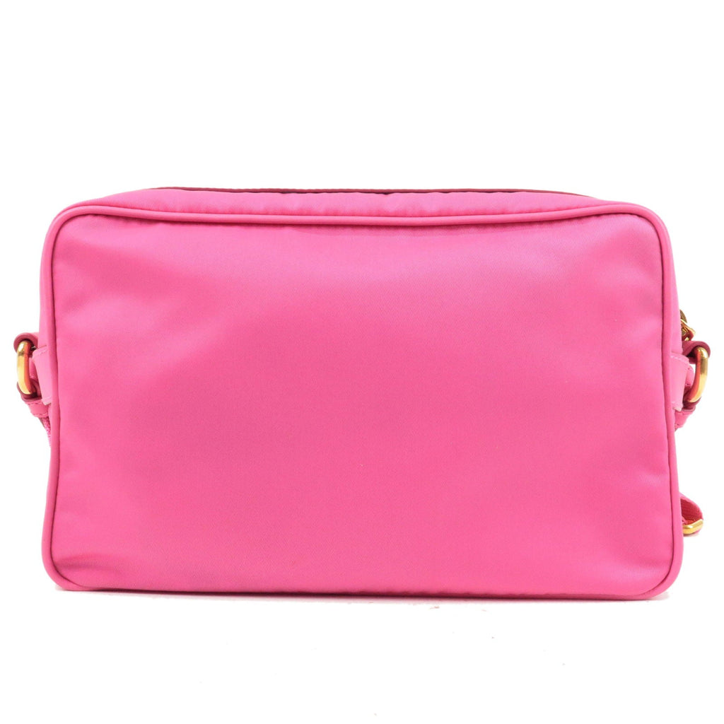 Prada Logo Nylon Leather Shoulder Bag Mini Bag Gold Hardware Pink